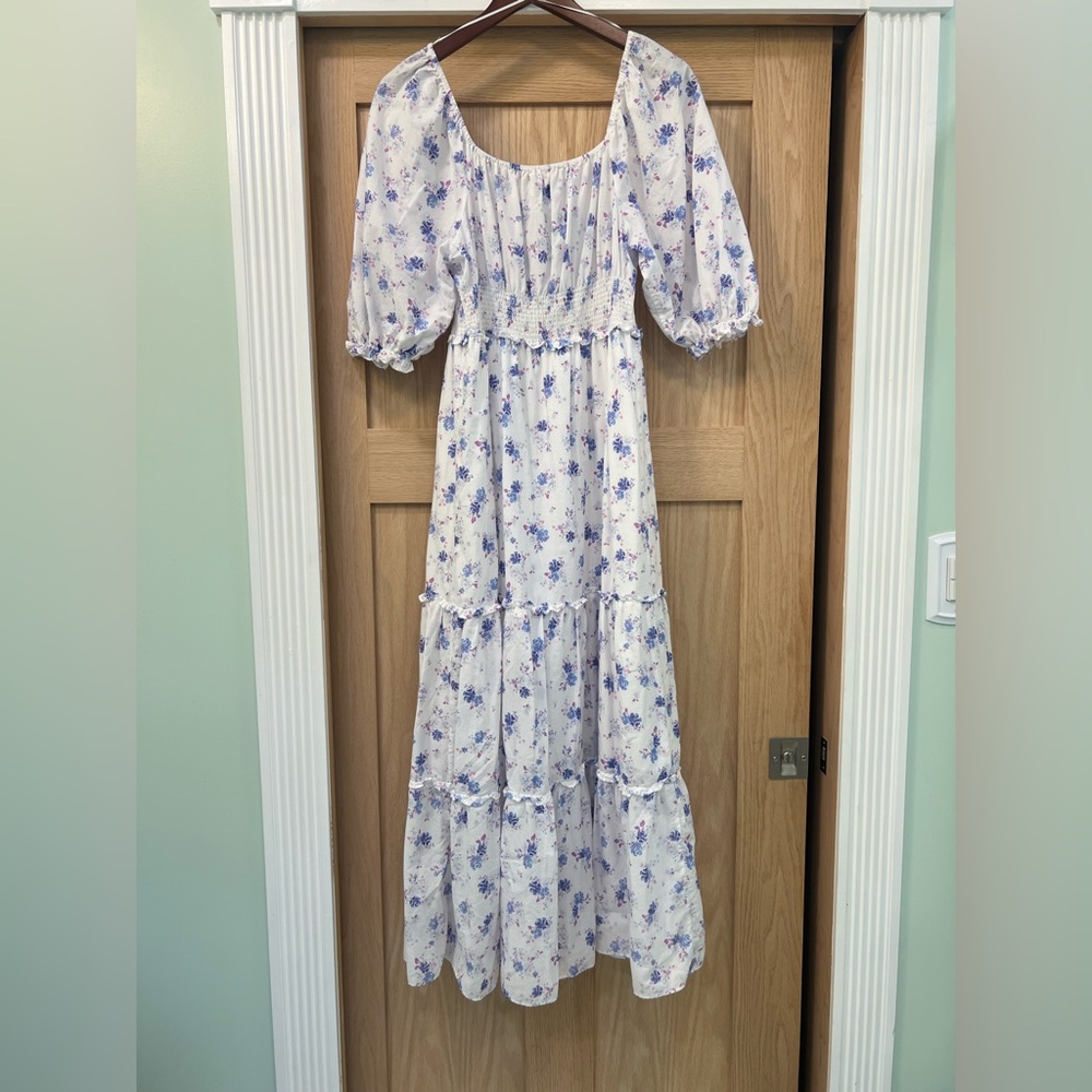 LoveShackFancy X Target Gemma White Floral Tiered Prairie Maxi Dress - Picture 3 of 4